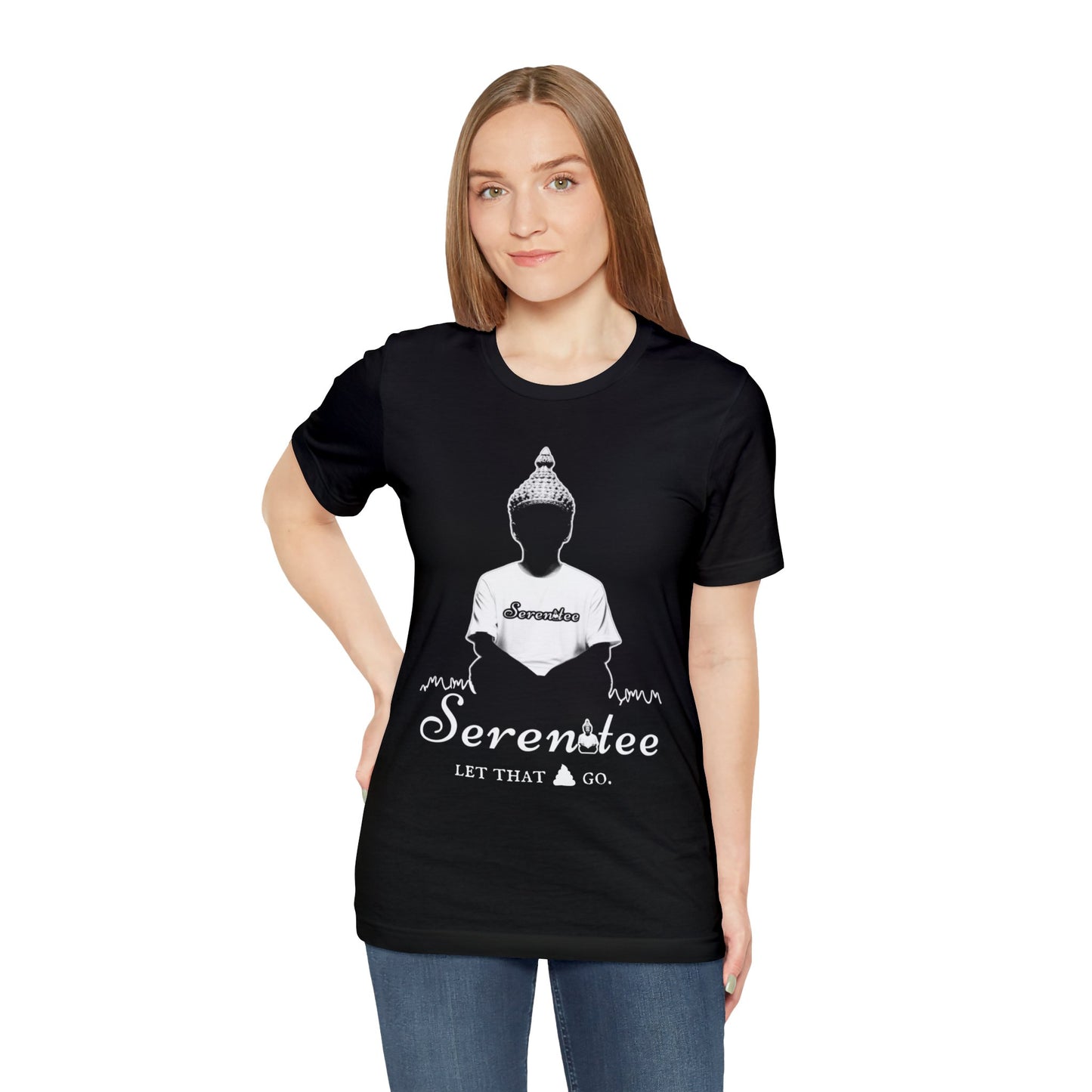“Let that 💩 go.” Unisex Jersey Short Sleeve Tee Black