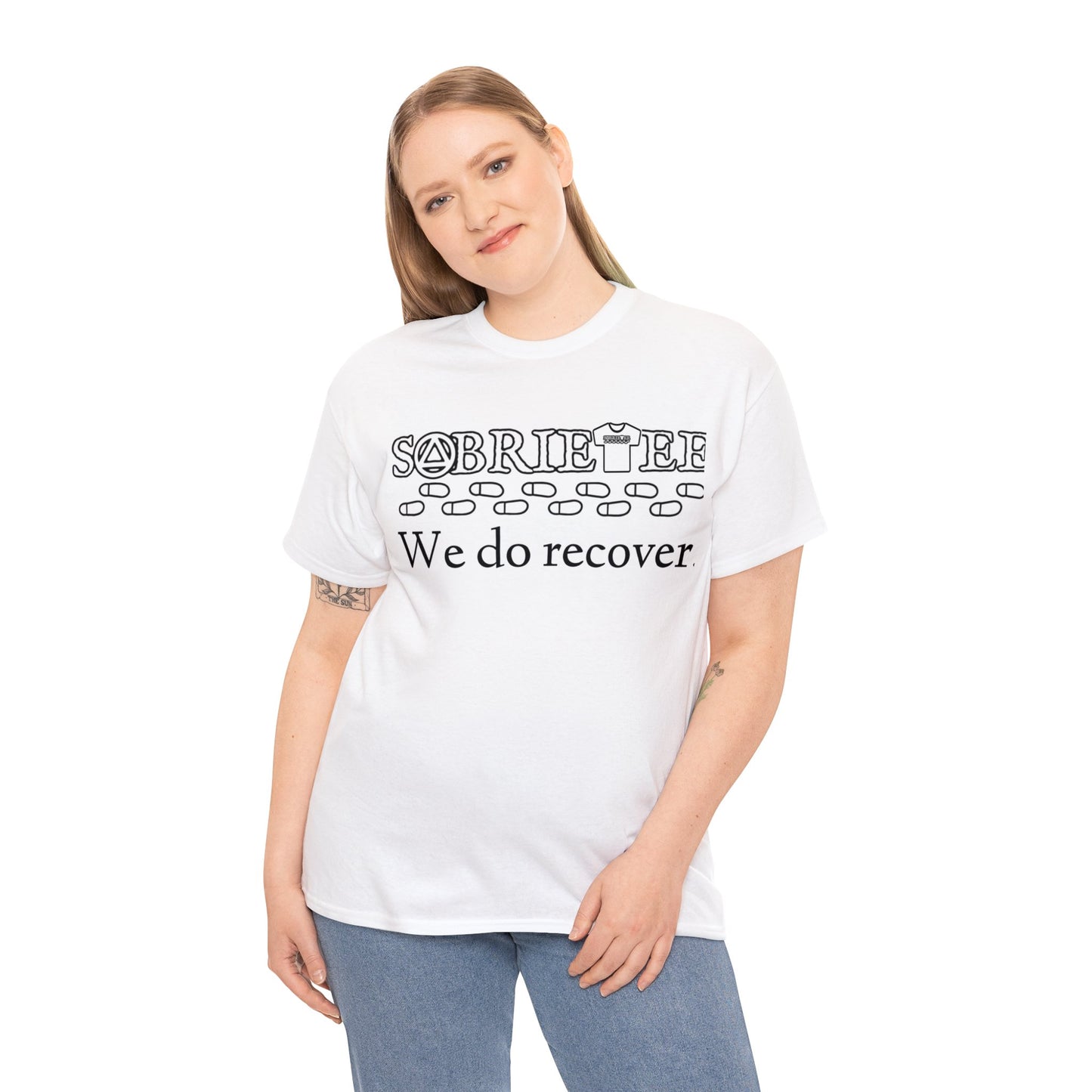 “We do recover.” Unisex Heavy Cotton Tee.  Sobriaatee