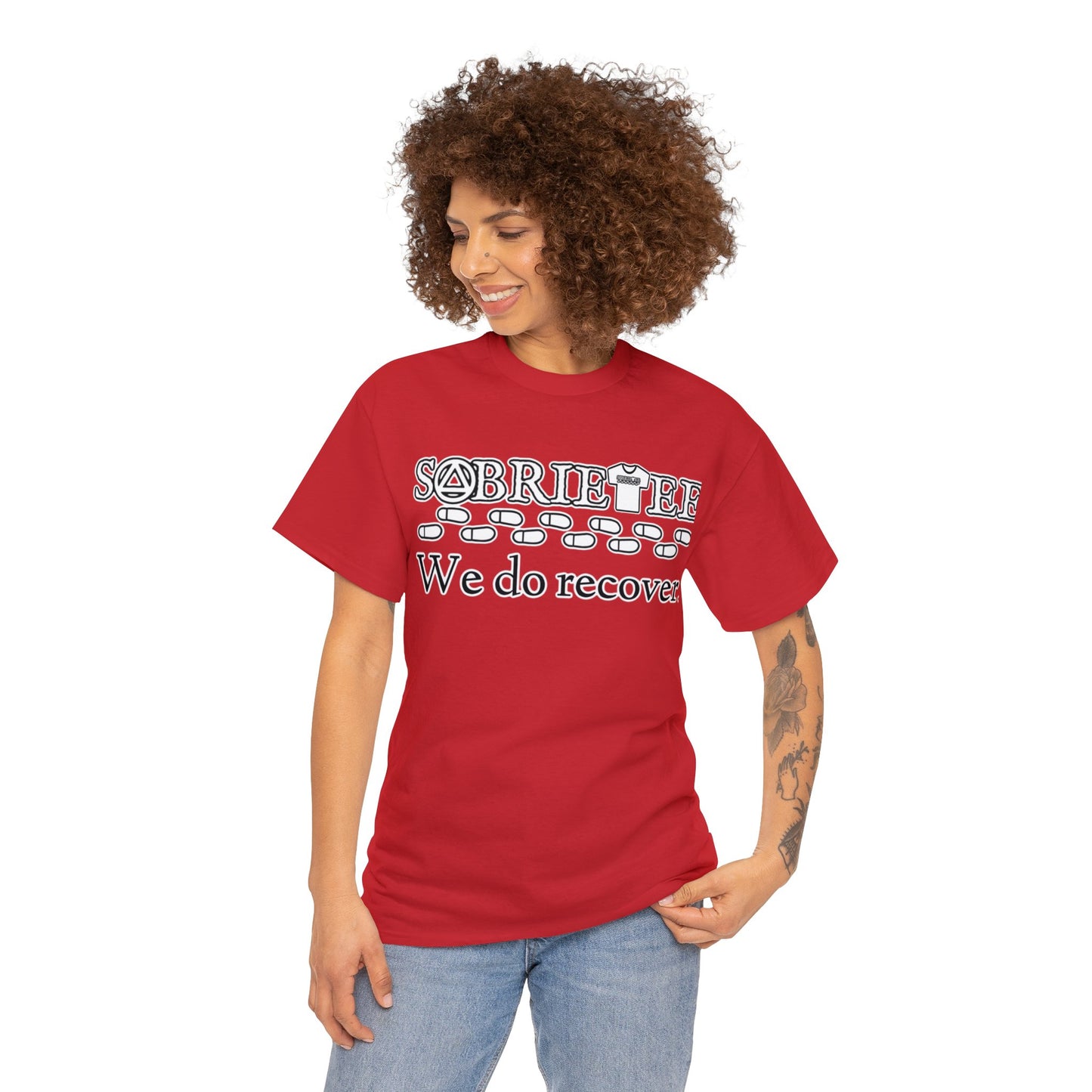 “We do recover.” Unisex Heavy Cotton Tee.  Sobriaatee