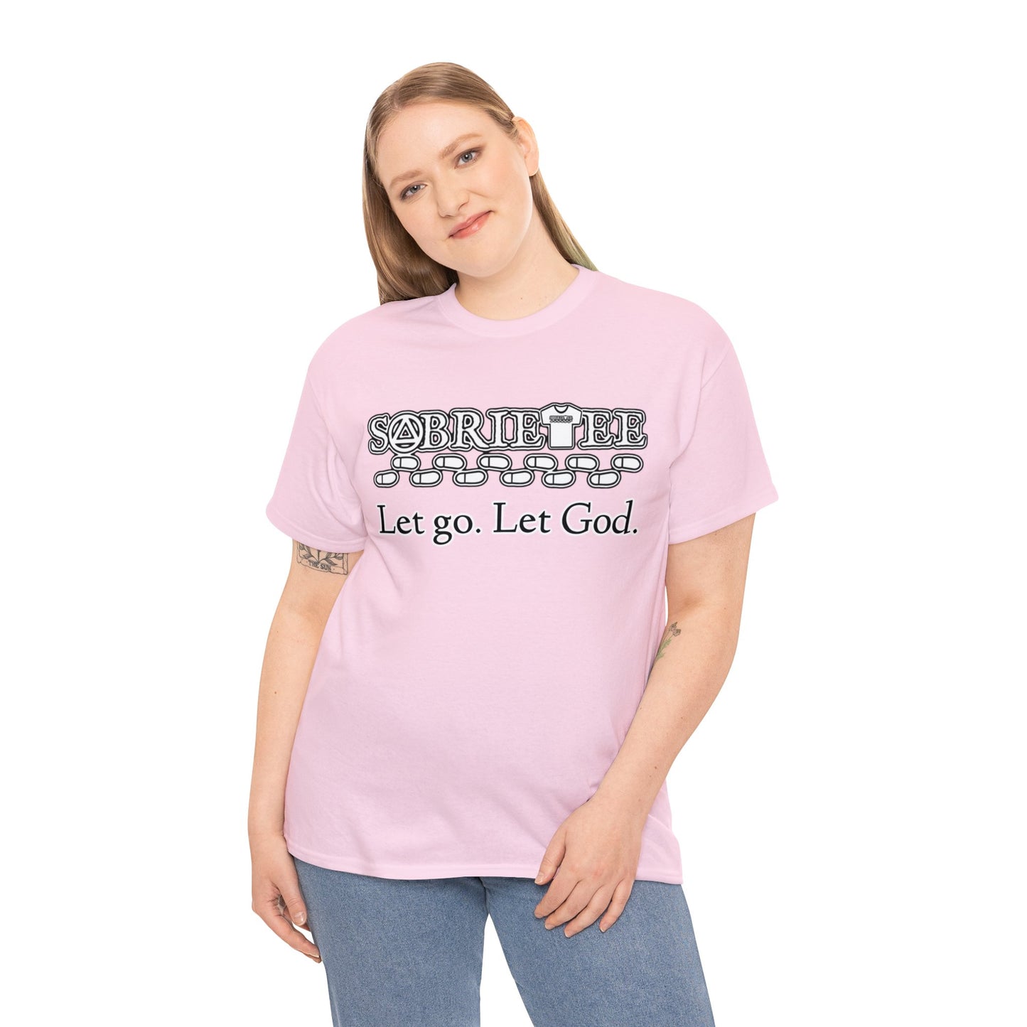 “Let go. Let God.” Unisex Heavy Cotton Tee.  Sobriaatee