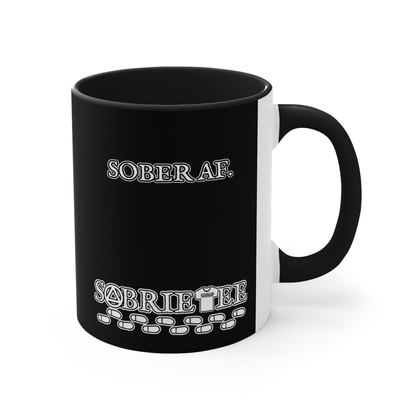 “Sober AF” Accent Coffee Mug, 11oz.  Sobriaatee