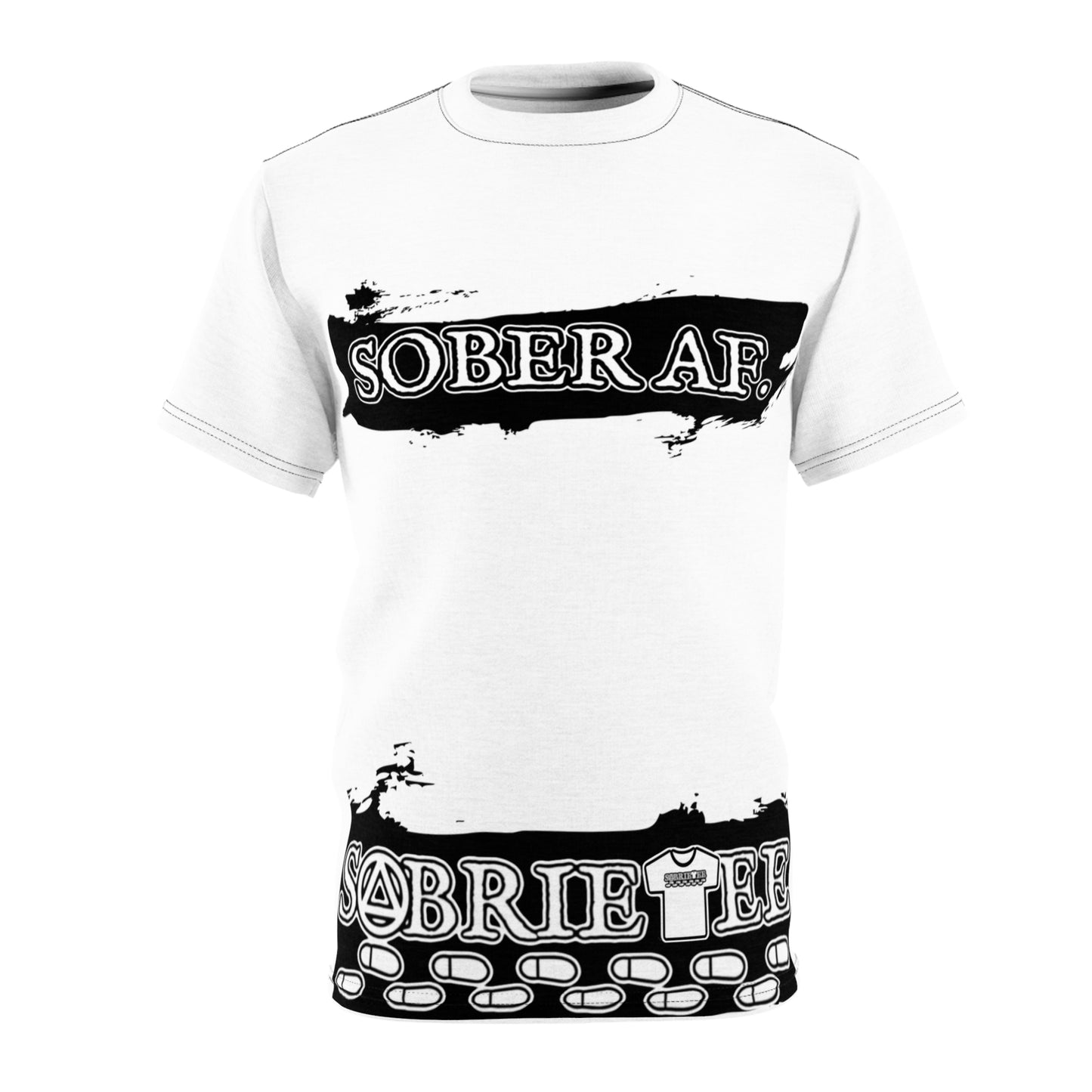 “Sober AF” Unisex Cut & Sew Tee White.  Sobriaatee