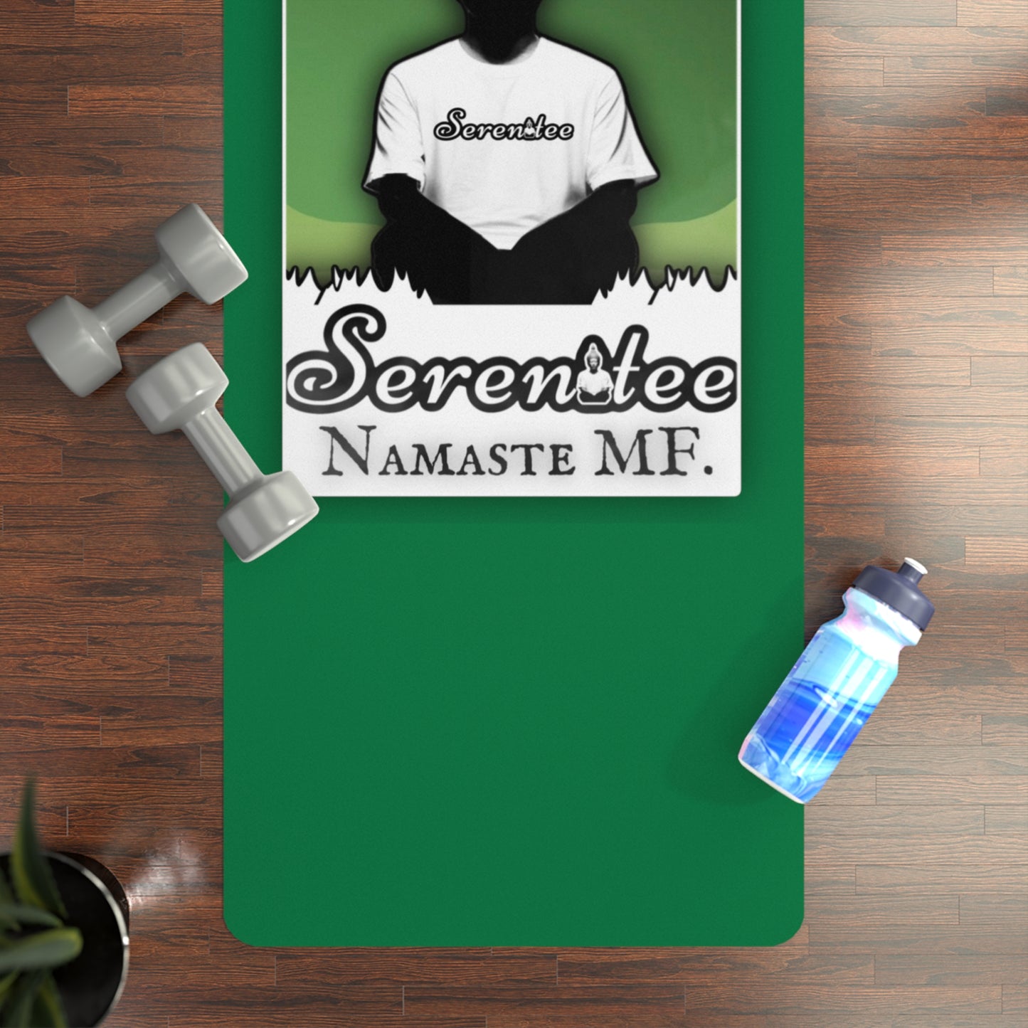 “Namaste MF” Rubber Yoga Mat Green