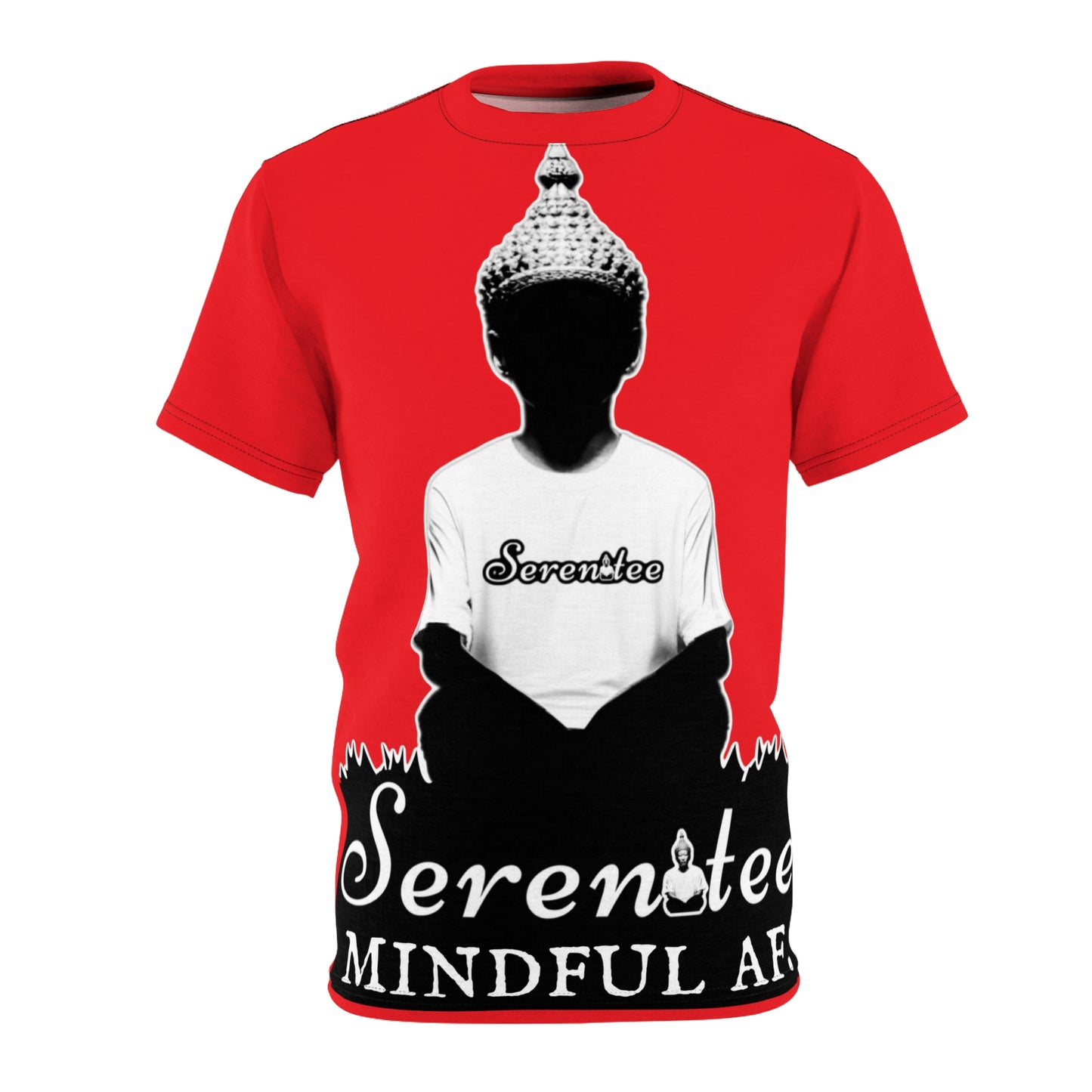 “Mindful AF.” Unisex Cut & Sew Tee (AOP) Red