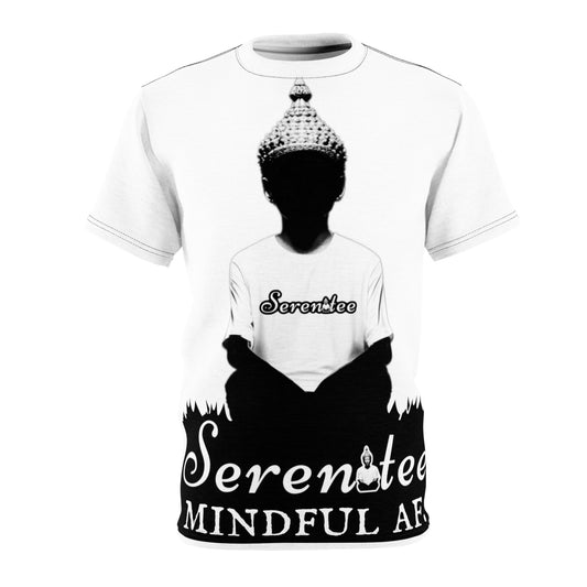 “Mindful AF.” Unisex Cut & Sew Tee (AOP) White