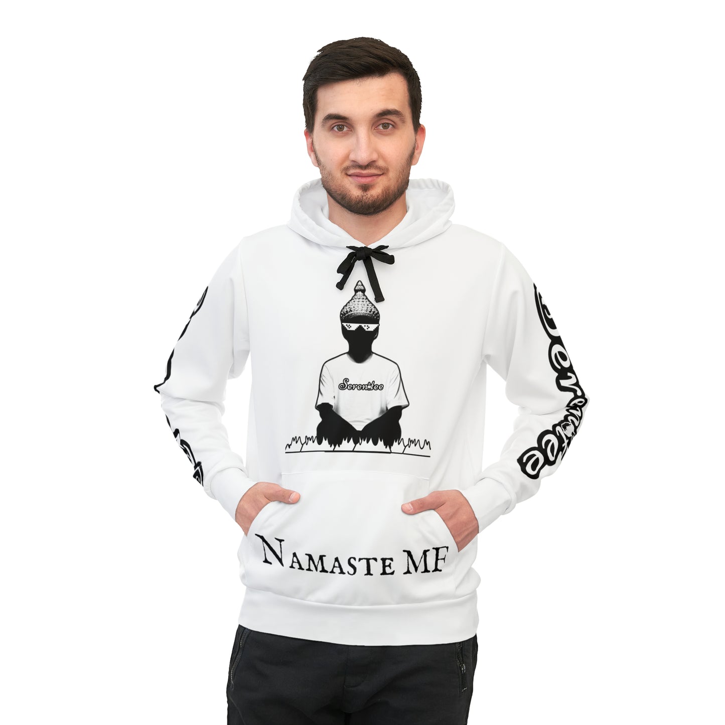 “Namaste MF” Athletic Hoodie White/Black