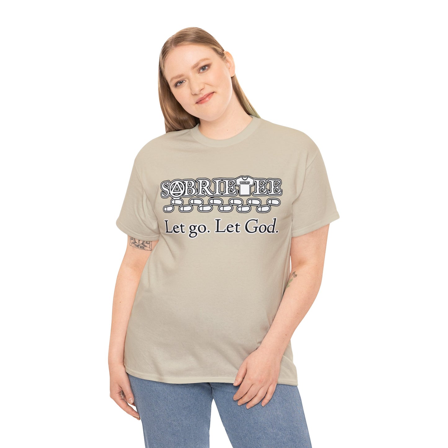 “Let go. Let God.” Unisex Heavy Cotton Tee.  Sobriaatee